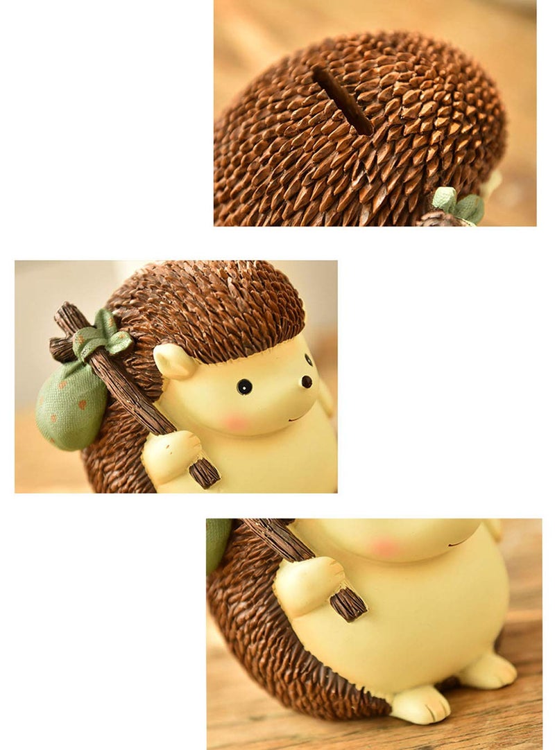FUYU Cute Hedgehog Resin Animal Piggy Bank Coin Box Money Bank Gifts for Lovers Children, Home Decoration - Image 4